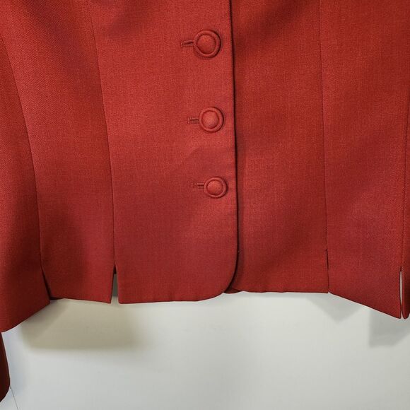 Le Suit Red Blazer Jacket Size 16 XL Cuffed Sleeves Party Office - Picture 6 of 11